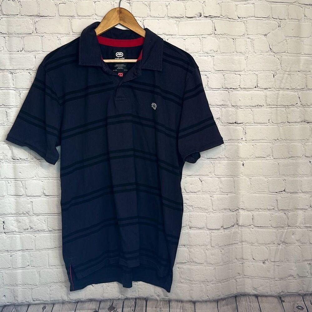 Ecko Unltd. Mens Clean Stripe Jersey Rugby Polo Shirt size‎ L Large